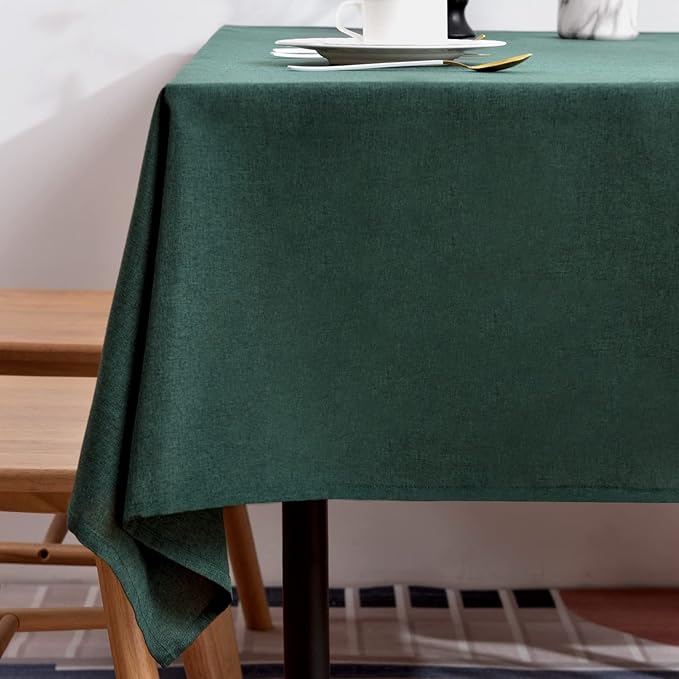 BALCONY & FALCON Table Cloth for 6 Foot Rectangle Tables ??Waterproof, Wrinkle-Free Farmhouse Tablecloth for Dining, Kitchen, Holiday Gatherings (Hunter Green, 57" x 118")