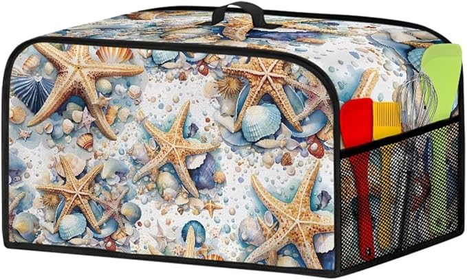 Beach Shell Starfish Slow Cooker Cover Reuseable Slow Cooker Dust Cover Oval Crock Pot Cover for Small Appliance Dustproof Oil-Proof Insulated Protector Cover