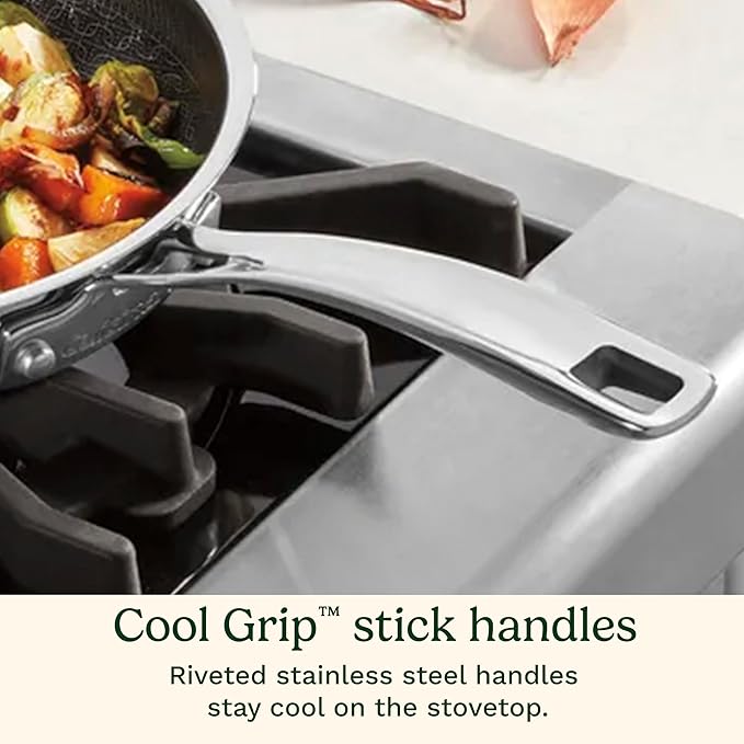 Cuisinart FusionPlus Nonstick Stainless Steel Cookware, 12-Inch Skillet with Helper Handle, PFAS-Free PURELYSEAR Ceramic Technology, Scratch Proof, Cool Grip Handles, Dishwasher Safe, FPS22-30H