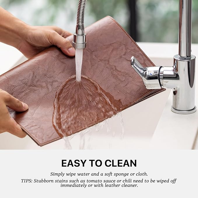 Baroyal Faux Leather Placemats Set of 12 Vinyl Washable Wipeable Table Mats for Kitchen Dining Table Heat Resistant Waterproof Indoor/Outdoor Placemats Non-Slip Easy Clean Place Mats (Reddish Brown)