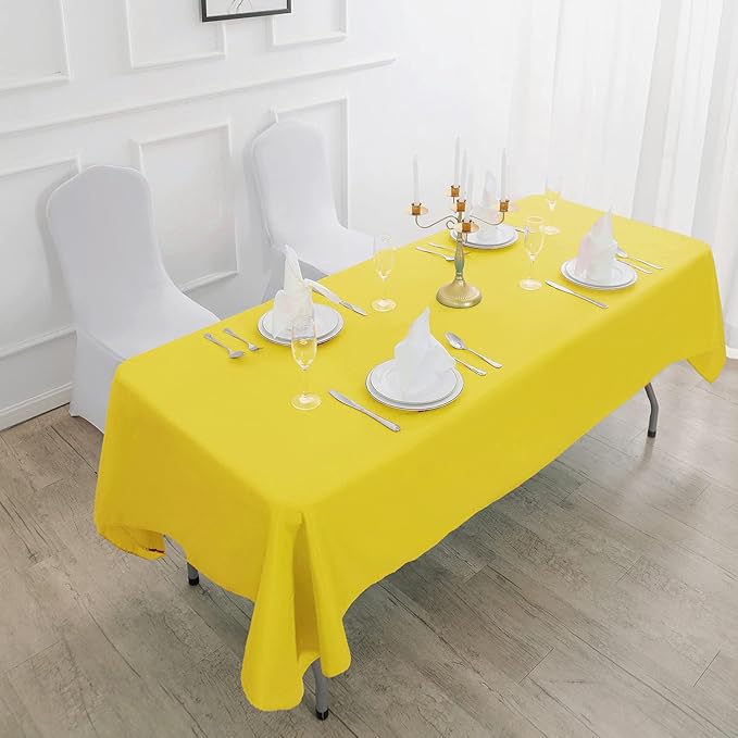 Cupuamon Rectangle Tablecloth 60x102 inch Washable Polyester Fabric Table Cloth for Wedding Party Dining Banquet Decoration（60x102, Yellow）