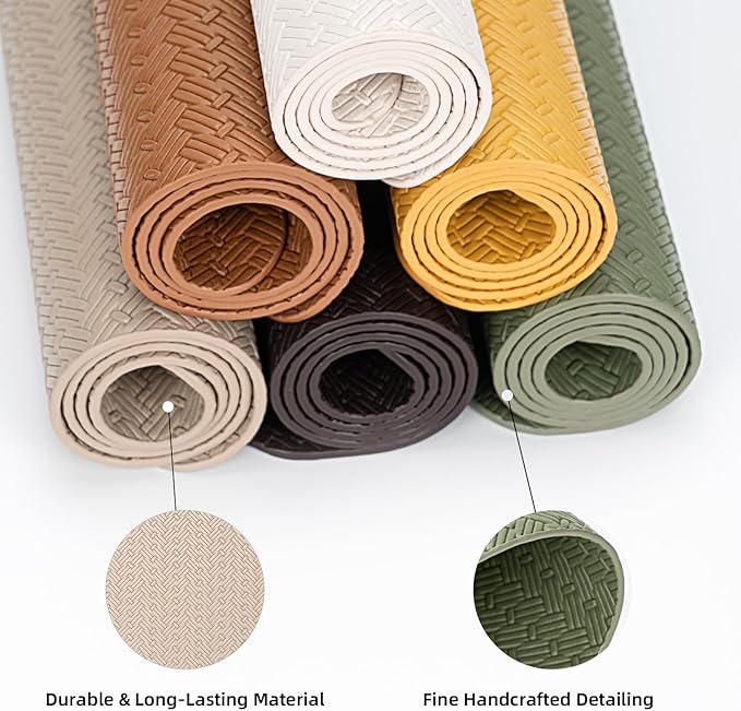 PROMATTOO Faux Leather Placemats Set of 6 – 17x12 Inch Vinyl Table Mats, Heat Resistant, Non Slip, Wipeable & Washable, Easy to Clean Dining Table Decor for Kitchen & Dining Room（Golden Yellow）