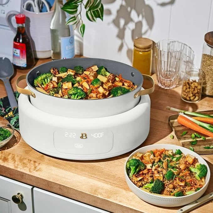 Beautiful 10-in-1 6-Qt Programmable Multi-Cooker with Oven-Safe Pot & 7 Presets ??Slow Cook, Rice, Steam, Saut챕 (WHITE ICING)
