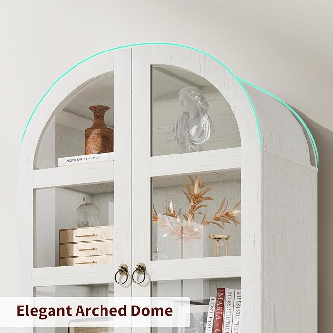GAOMON 72" Arched Kitchen Pantry Cabinet, Wooden Freestanding Storage Cupboard with Doors, Drawers & Adjustable Shelves, Versatile Farmhouse Pantry for Dining and Living Room, White