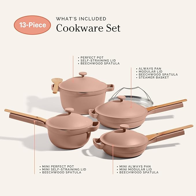 Our Place Cookware Set - 13-Piece Kit Including the Always Pan, Perfect Pot and Spatulas | Multifunctional, Toxin-Free Nonstick | Heat Safe up to 450째F | Oven, Stove, Induction Compatible | Spice
