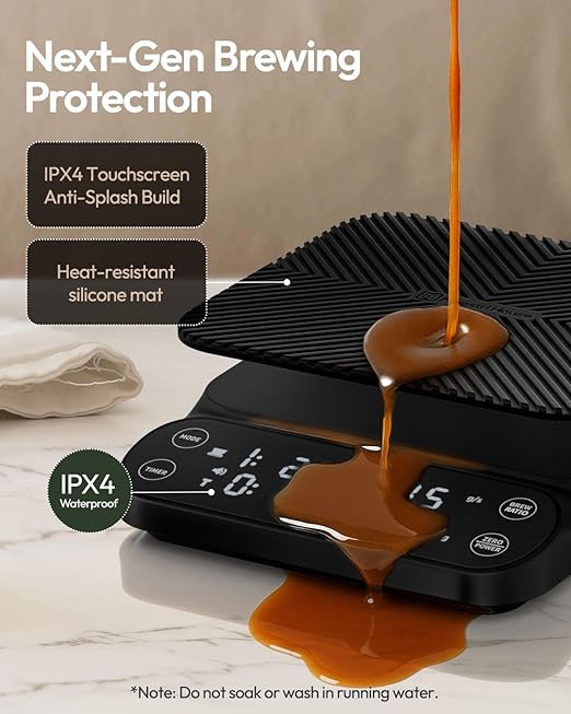 Maestri House S3 Coffee Scale with Timer, 3kg/0.1g Rechargeable Digital Scale, 3 Brew Modes, Adjustable Ratios & Flow Rate Display, Barista-Grade for Pour-Over, Espresso, French Press ??Black
