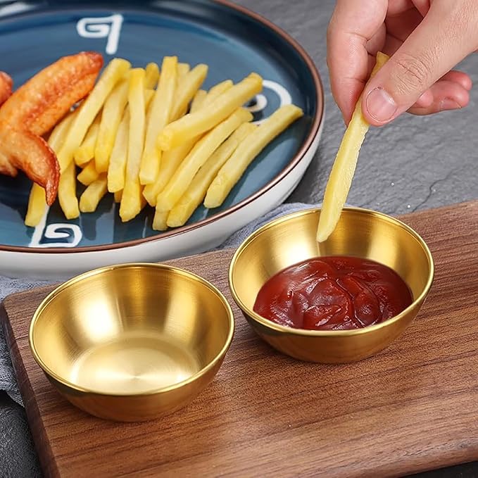 12 Pack 3.2 Inch Gold Stainless Steel Dipping Bowls ??Small Bowls for Dips, Soy Sauce, Condiments, Appetizers, Facial Bowl for Esthetician Use