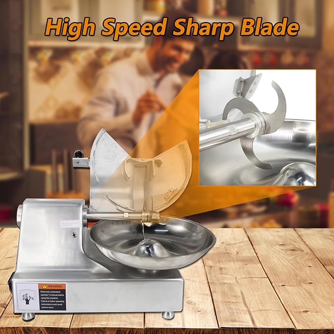 CLIVIA Commercial Meat Bowl Cutter Mixer, 10L Multifunctional Electric Meat Mixer Food Chopper Processor Blender Buffalo Chopper for Vegetable Garlic 750W 1450 r/min
