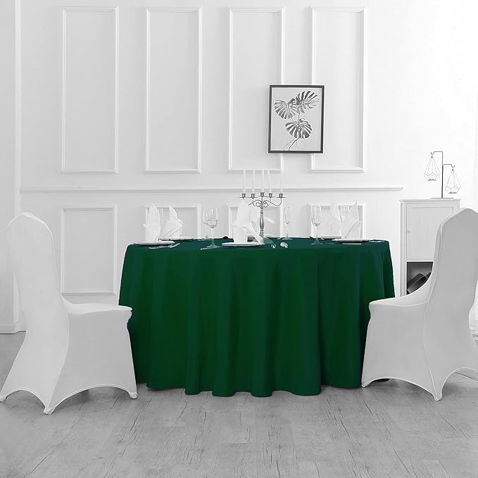 Cupuamon 120 inch Round Tablecloth Washable Polyester Table Cloth Decorative Table Cover for Wedding Party Dining Banquet（120 inch, Hunter）