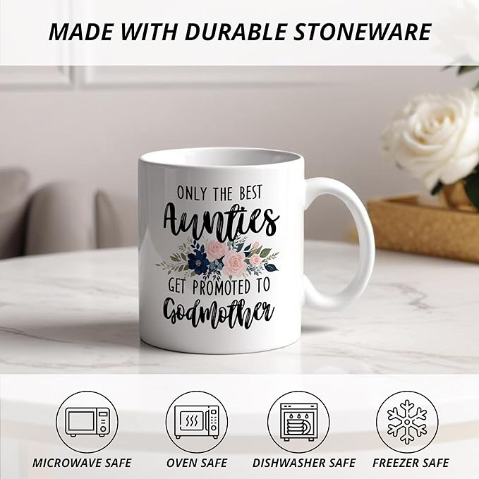 Promoted to Godmother Mug, Auntie Coffee Cups Ceramic, Godmother Coffee Mug, Godmother Gift, Auntie Gifts, Gifts for Godmother, Auntie Coffee Mug Gifts for Promoted to Godmother