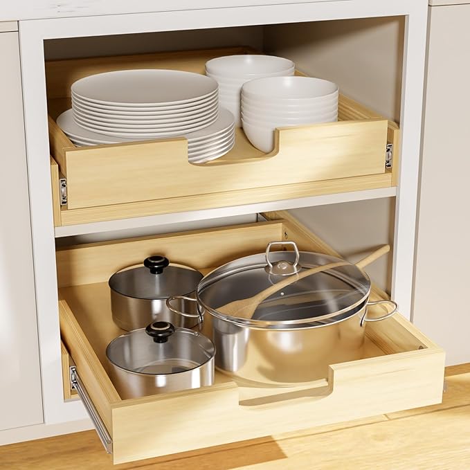 Pullout Cabinet Organizer, 20''W횞21''D횞3''H Slide Out Shelves for Kitchen Cabinets, Pull out Drawers for Kitchen Cabinets, Pantry, Bathroom, & Storage Organization