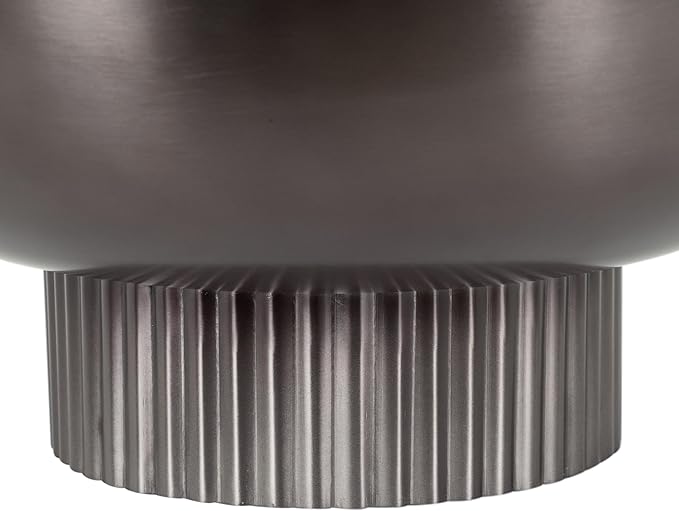 Kate and Laurel Rooks Ribbed Decorative Metal Bowl, 12 Inch Diameter, Gray Gunmetal, Modern Raised Fruit Bowl for Kitchen Counter or Use as a Key Bowl for an Entryway Table