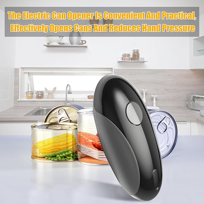 Electric Can Opener,Auto Can Opener,One-Touch Can Opener,Smooth Edge,Hands Free,Food Safety,Automatic Kitchen Gadget,Battery Operated,Opens Almost Any Cans