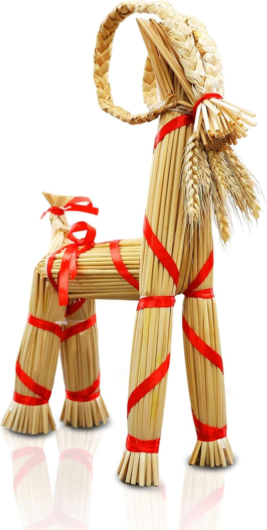 16.1-inch Tall Swedish Straw-Woven Christmas Goat Yule Decoration forome Birthday Party Interior Outdoor Holiday Tradition Decor