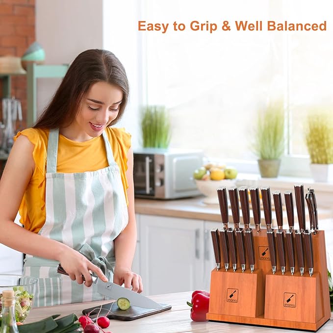 imarku Knife Set, 20-Pieces Premium Kitchen Knife, Japanese High Carbon Steel Knife Set with Block and 2 Pull-away Steak Knife Block Set, Best Gifts