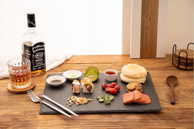 16x12in Large Slate Cheese Board for Meat, Cheese, Appetizers - Slate Platter with 2 Chalks - Perfect for Housewarming, Christmas, Mother's Day