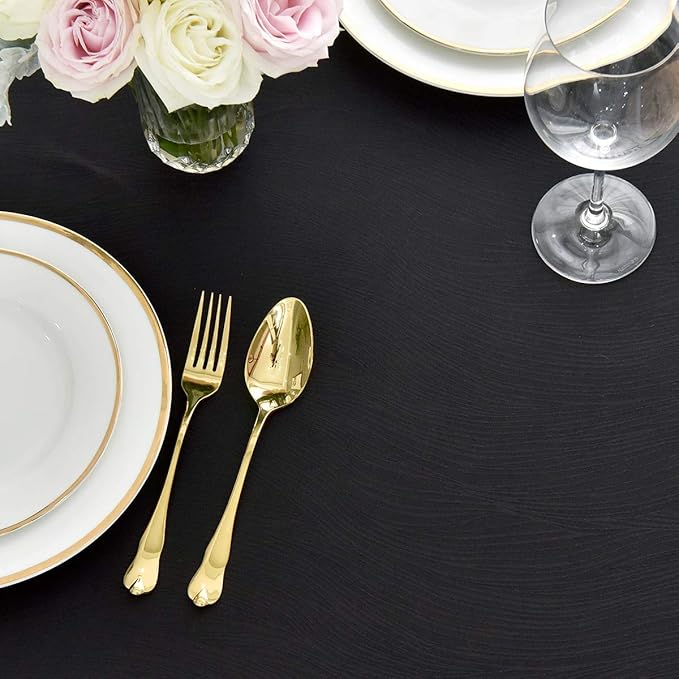 maxmill Jacquard Tablecloth Swirl Design Spillproof Wrinkle Free Heavy Weight Soft Table Cloth Decorative Fabric Table Cover for Outdoor and Indoor Use Oblong 60 x 120 Inch Black