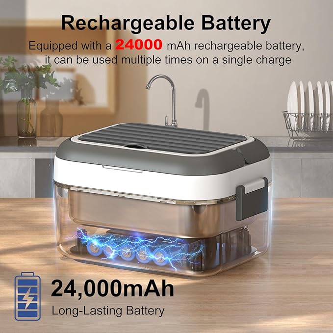 EDCREATY Cordless Electric Heated Lunch Box, 1.5L 6.3Cups 24000mAh Rechargeable Battery Self-Heating Lunch Box, Smart Timer, Even Heating, 100W Portable Food Warmer for Office, Picnic, Car, Outdoor