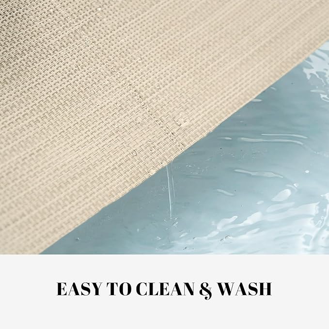 SUMYMERY Placemats Set of 8 Vinyl/Plastic Woven Place Mats for Kitchen Table Indoor/Outdoor Washable Placemat Wipeable Dining Table Mats (Beige,8)