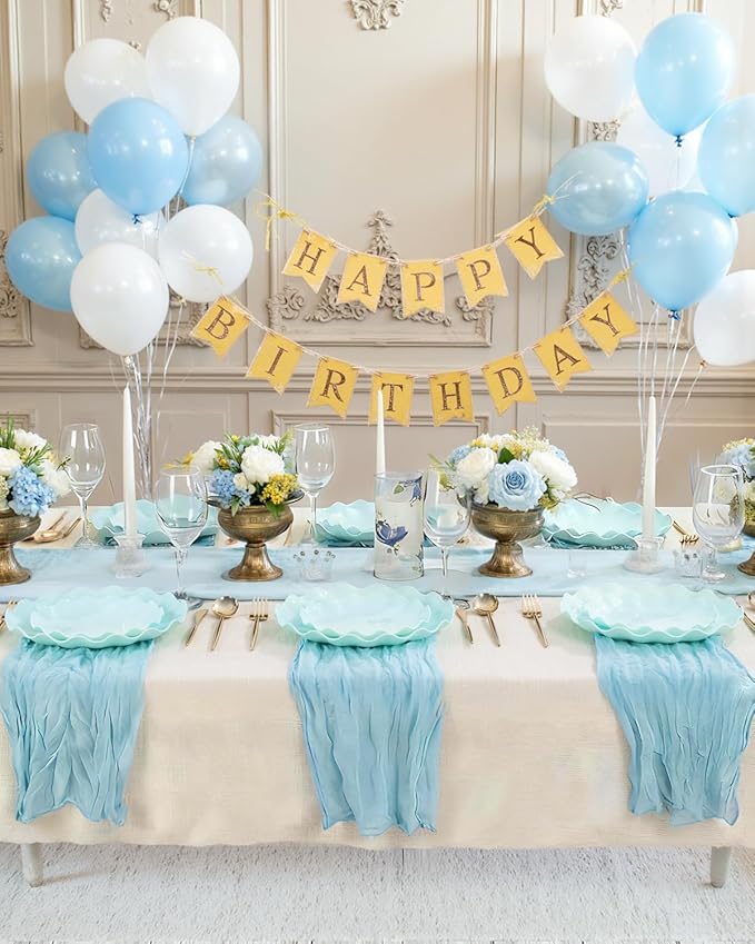 LIYH 20 Pcs 7.5 Inch Ice Blue Plastic Scalloped Plates Reusable - Unbreakable Dessert Plastic Cake Plates Dishwasher Safe Perfect for Party Birthday
