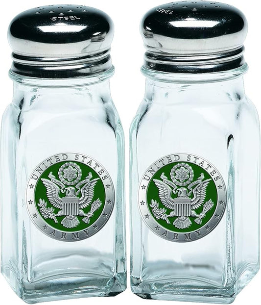 Heritage Pewter Army Salt and Pepper Shaker Set of 2 Bottles | Expertly Crafted Pewter Glass