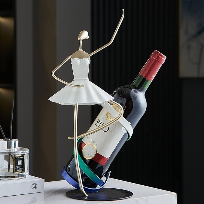 XINXUAN Ballet Dancer Metal Wine Rack-Modern Bar&Countertop Decor-Artistic Wine Holder- Gift for Wine Lover-14.96?쒱