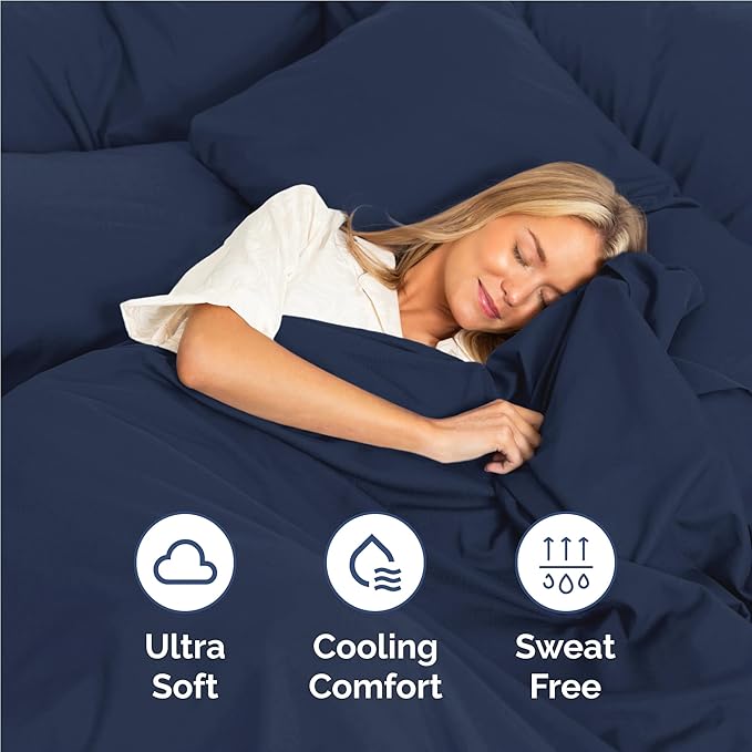 Full 6 Piece Sheet Set - Cooling and Breathable Bed Sheets - Hotel Luxury Bed Sheets for Women, Men, Kids & Teens - Bedding with Deep Pockets & Easy Fit - Soft and Wrinkle Free - Full Navy Blue Sheets