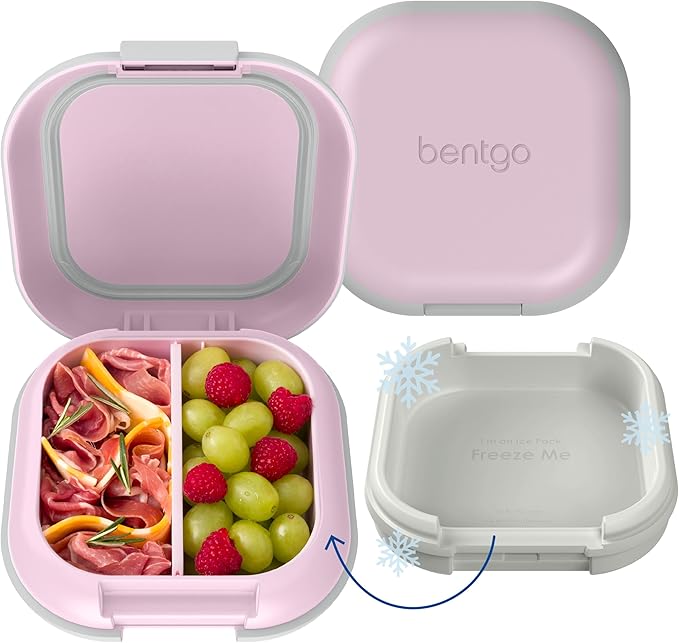 Bentgo Chill Mini Leak-Proof Lunch Box ??Built-In Ice Pack Keeps Food Cold, 2.7-Cup Capacity for Snacks or a Sandwich, 3 or 4 Compartments, PFAS & BPA-Free, Ideal for Adults & Kids 3+ (Lilac Mist)