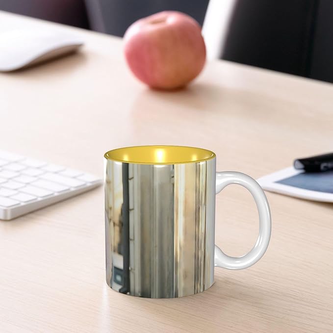Custom Color Mugs with Partial or Full-Size Printing Customizable Photos and Text Coffee Mugs Creative Multicolor Designs Image (Full-Width, Yellow)