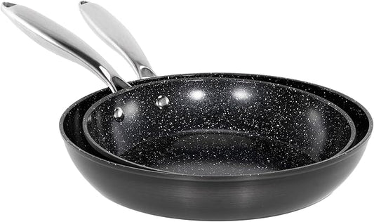 MAISON ARTS Hard Anodized Nonstick Frying Pans Set 2 Piece, 10" and 12" Ceramic Coating Skillets