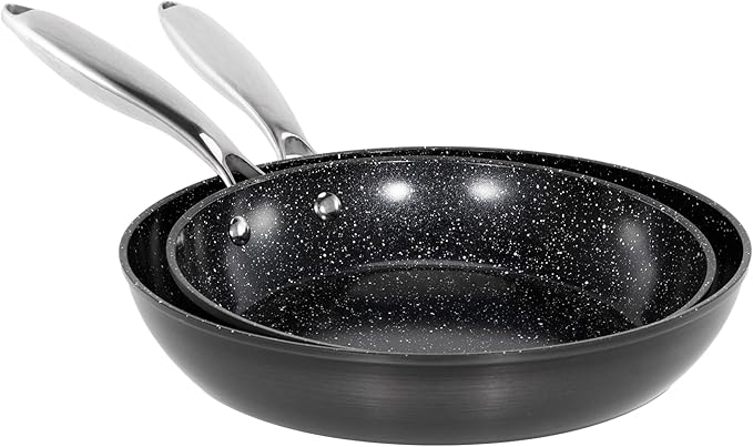 MAISON ARTS Hard Anodized Nonstick Frying Pans Set 2 Piece, 9.5" and 11" Ceramic Coating Skillets