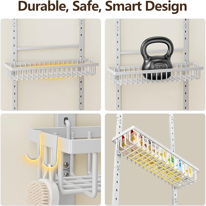 9 Tier Over The Door Pantry Organizer, 2 in 1 Wall Mount or Hanging Spice Rack with Adjustable Basket, Seasoning Organizer and Storage for Kitchen Cabinet Closet Bathroom