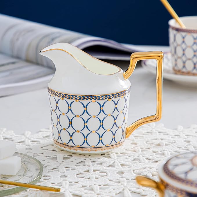 CwlwGO-15 Pieces Porcelain Tea Service Set for 4, Bone China Coffee Tea Sets,Tea Cup Set with Teapot, Sugar Bowl, Creamer Pitcher And Gifts Box, Britain Tea Cups and Saucer Sets For Women,Adults.