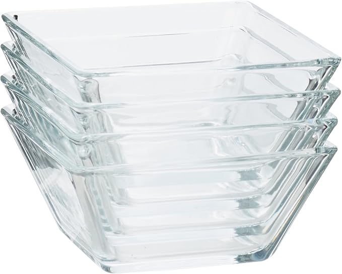 Glass Dinnerware Set - 12-Piece Complete Set (4 Dinner Plates, 4 Salad Plates, 4 Bowls) | Dishwasher Safe, Stackable, Clear Glass for Casual Meals & Table Decoration