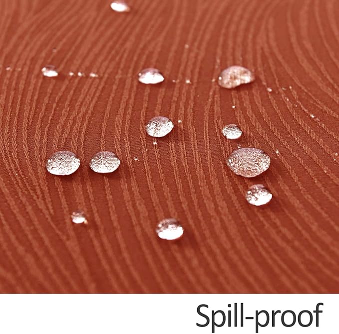 maxmill Jacquard Round Table Cloth Swirl Design Waterproof Antiwrinkle Heavy Weight Soft Tablecloths for Fall Harvest Thanksgiving Dinner Circular Table Cover Dinning Tabletop, Round 70 Inch Rust