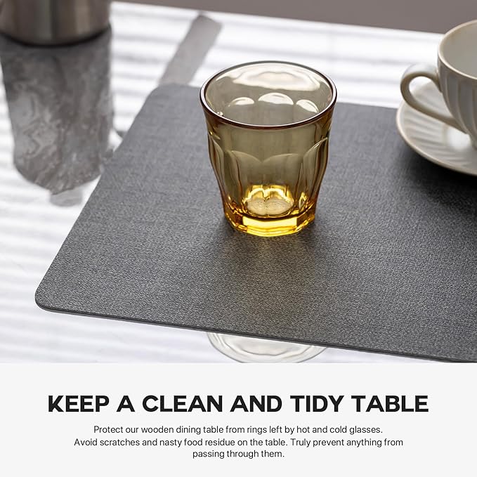 Baroyal Faux Leather Placemats Set of 8 Vinyl Washable Wipeable Table Mats for Kitchen Dining Table Heat Resistant Waterproof Modern Indoor/Outdoor Placemats Non-Slip Easy Clean Place Mats (Midnight)