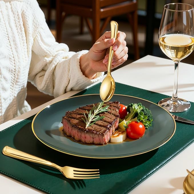 WDF 300Pcs Green Plates Disposable - Heavy Duty Green Plates - 50Guest Green Plastic Dinnerware Include 50 Dinner Plate, 50 Dessert Plate, 150 Cutlery & 50 9oz Cups for Parties St. Patrick?셲 Day