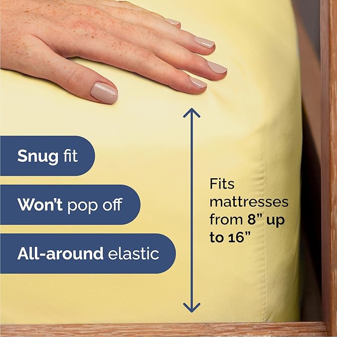 Queen 6 Piece Sheet Set - Cooling & Breathable Bed Sheets - Hotel Luxury Bed Sheets for Women, Men, Kids & Teens - Comfy Bedding w/Deep Pockets & Easy Fit - Soft & Wrinkle Free - Queen Yellow Sheets