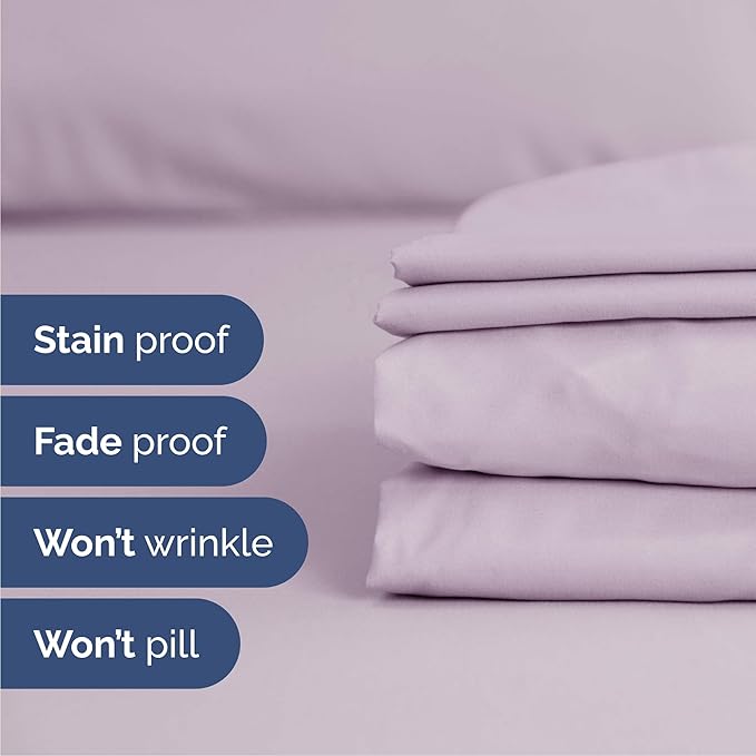 Queen Sheets Set 6 Piece - Includes 4 Pillowcases - Bed Sheets Queen Size - Soft Hotel Luxury Bedding - Cooling, Comfy & Breathable - 1 Flat & 1 Fitted & 4 Pillowcases w/ Deep Pockets - Light Lavender