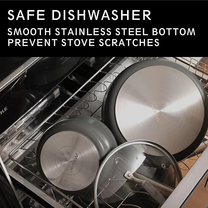 MsMk 9 1/2 Inch Small Egg Pan with Lid, Titanium and Ceramic Nonstick Omelette Pan,Scratch-resistant, Induction Egg Skillet, Oven Safe to 700째F Pan for Cooking, Dishwasher Safe