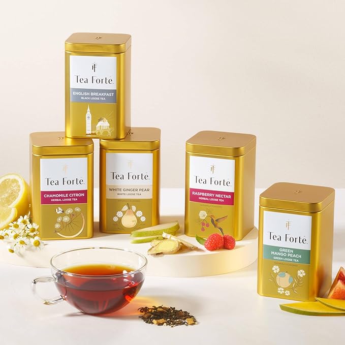 Tea Forte Cherry Blossom Premium Loose Leaf Caffeinated Green Tea Blend Canister, Makes 35-50 Cups
