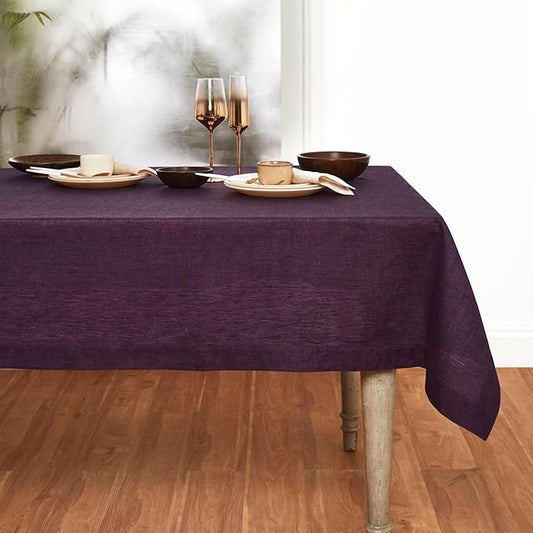 Solino Home Linen Grape Tablecloth 60 x 156 Inch - Athena, 100% Pure Linen Rectangle Tablecloth - Machine Washable Table Cloth for Valentines, Spring, Easter