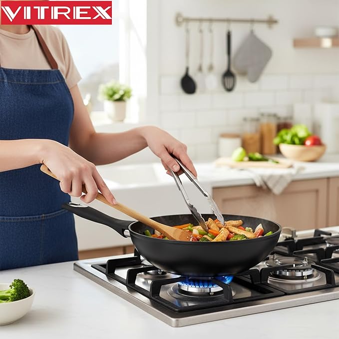 VITREX Magefesa Nature Nonstick Forged Aluminum Wok ??11-Inch Stir-Fry Pan with Nonstick Coating, Induction Compatible, All Stovetop Safe, Dishwasher Safe, PFOA-Free