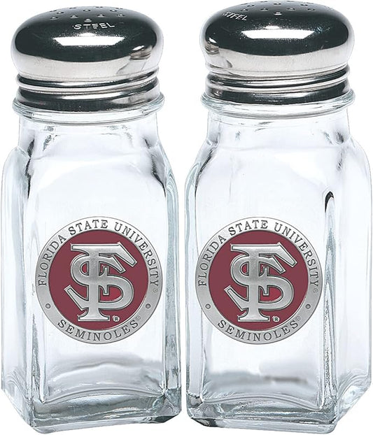 Heritage Pewter Florida State University Seminoles Salt and Pepper Shaker Set of 2 Bottles | Expertly Crafted Pewter Glass