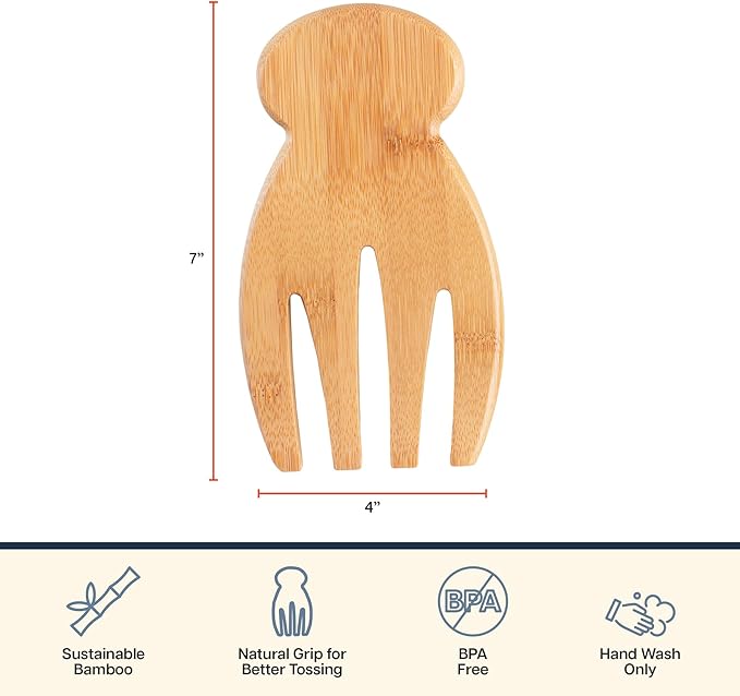 Totally Bamboo Salad Hands ??Bamboo Salad Serving Utensils for Serving & Tossing