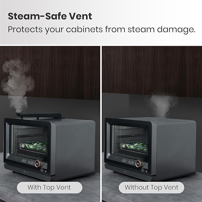 VAL CUCINA 7-in-1 Steam Convection Oven Countertop with Air Fry, Bake, Sous Vide, Ferment, Built-in Recipes & VAL Board Cutting Board, Creates Storage Space, Protects Cabinets