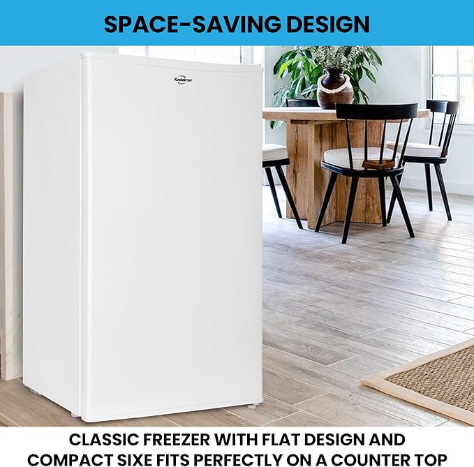 Koolatron Refrigerator - Mini Fridge With Freezer For Kitchen, Bedroom, office, Dorms, Cool Storage For Wine, Beverages, Compact Free Standing, Neveras Pequeñpara, 3.2 Cubic Feet Capacity, White