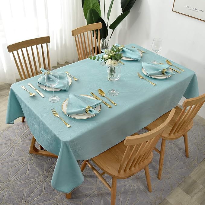 maxmill Jacquard Tablecloth Swirl Design Water Resistance Antiwrinkle Spillproof Heavy Weight Soft Table Cloth for Buffet Banquet Parties Event Holiday Dinner Square 52 x 52 Inch Turquoise