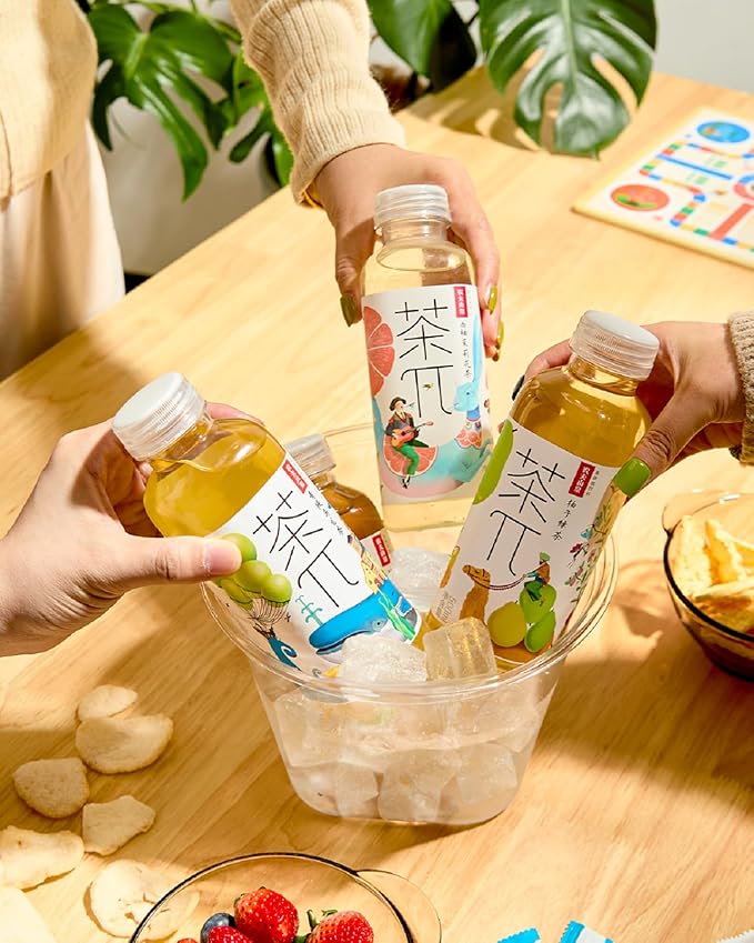 Tea PI Iced Tea ??Green Tea, Pomelo Sweet Iced Fruit Tea Bottles, Real Juice, -16.9 fl oz, 500mL, 15 Pack