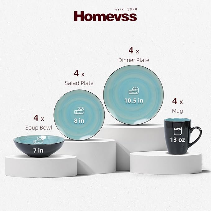 Stoneware Sonoma Dinnerware Set, Black + Speckled Spin Wash Turquoise